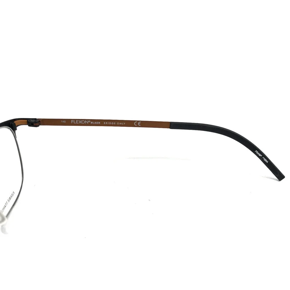 Flexon Eyeglasses Frames B2007 002 Black Copper Brown Rectangle 50-19-145